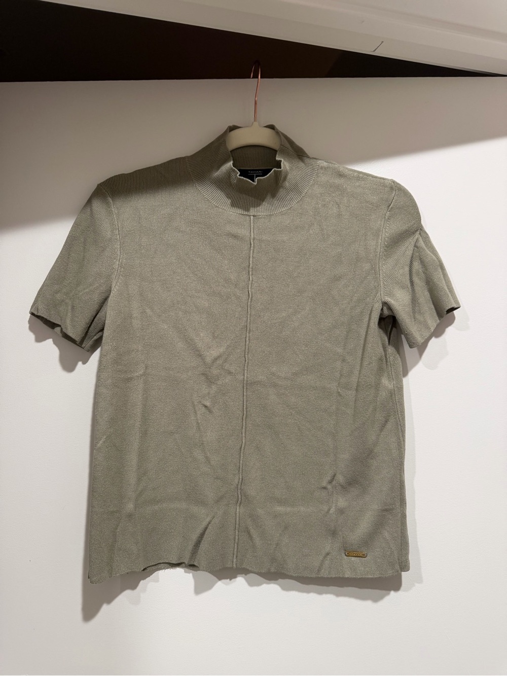 Tahari Olive Green Short-Sleeve Knit Shirt